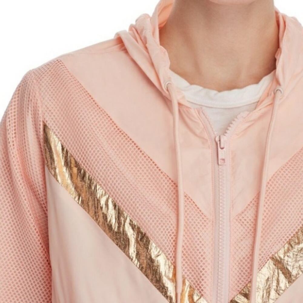 GENERATION LOVE Quincy chevron lightweight hooded pink windbreaker jacket XS NEW - Picture 9 of 9